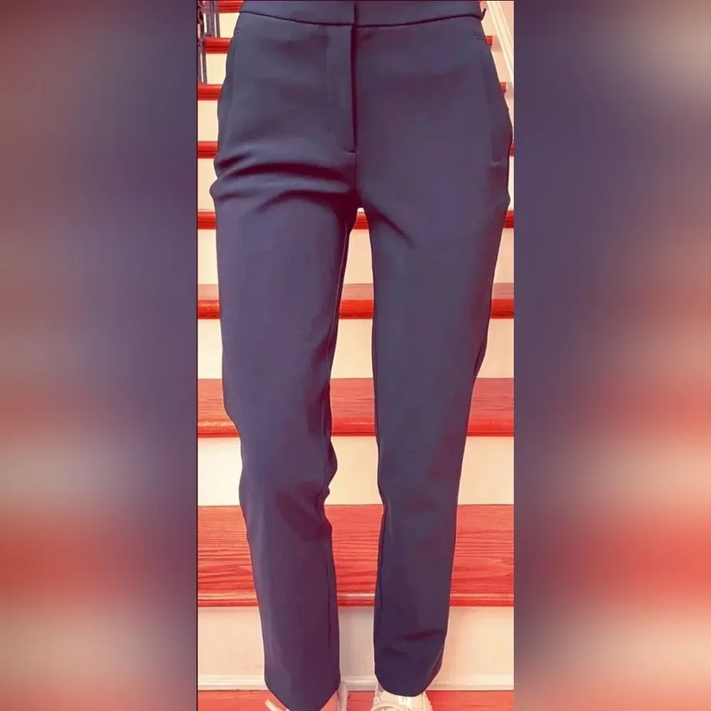 Lululemon High Rise Navy Blue Button Back & SidePockets Women Pants Trousers 8
